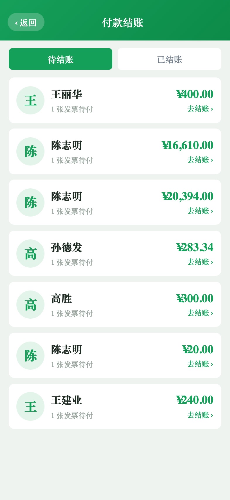 付款结账